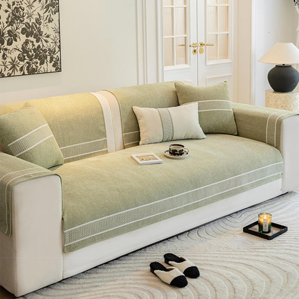 Copertura per divano in chenille jacquard con design a bordo largo resistente ai graffi