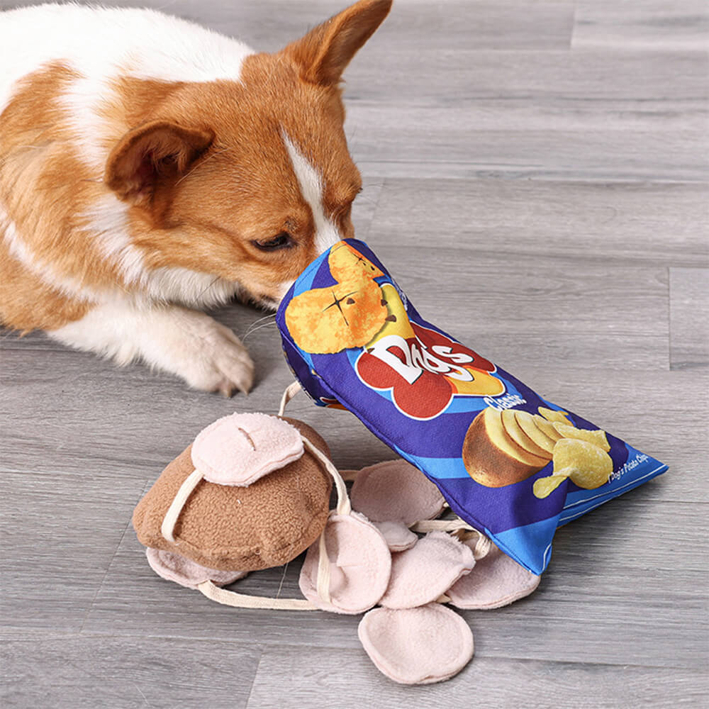 Giocattolo interattivo per cani con croccantini di patate, alimentatore lento e squeaky snuffle