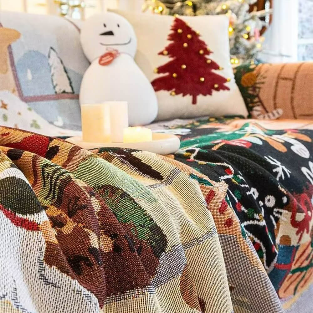 Copertura decorativa per divano in jacquard morbido a tema natalizio