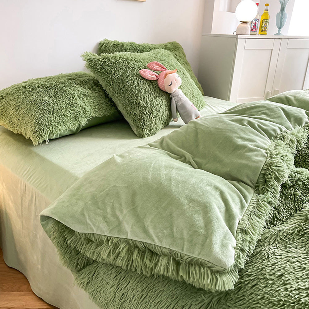 Set di lenzuola di lusso romantico in peluche spesso e caldo