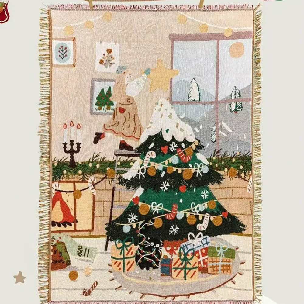 Copertura decorativa per divano in jacquard morbido a tema natalizio