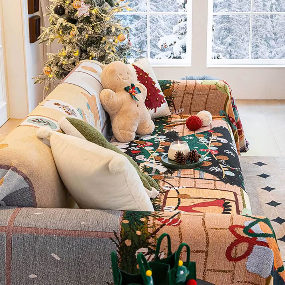Copertura decorativa per divano in jacquard morbido a tema natalizio