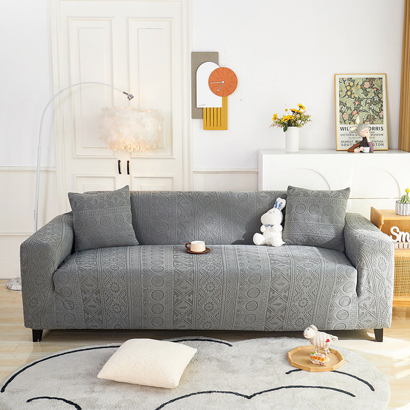 Copertura per divano Bohemien in jacquard elasticizzato, completa e antiscivolo, con fodera per cuscino.