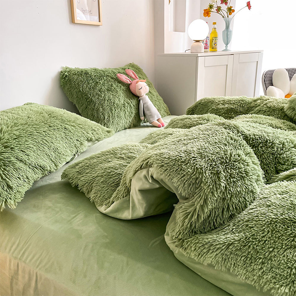 Set di lenzuola di lusso romantico in peluche spesso e caldo