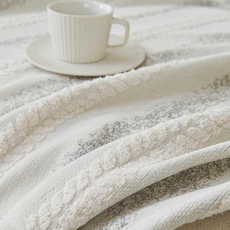 Copertura per divano in chenille con frange a strisce decorative