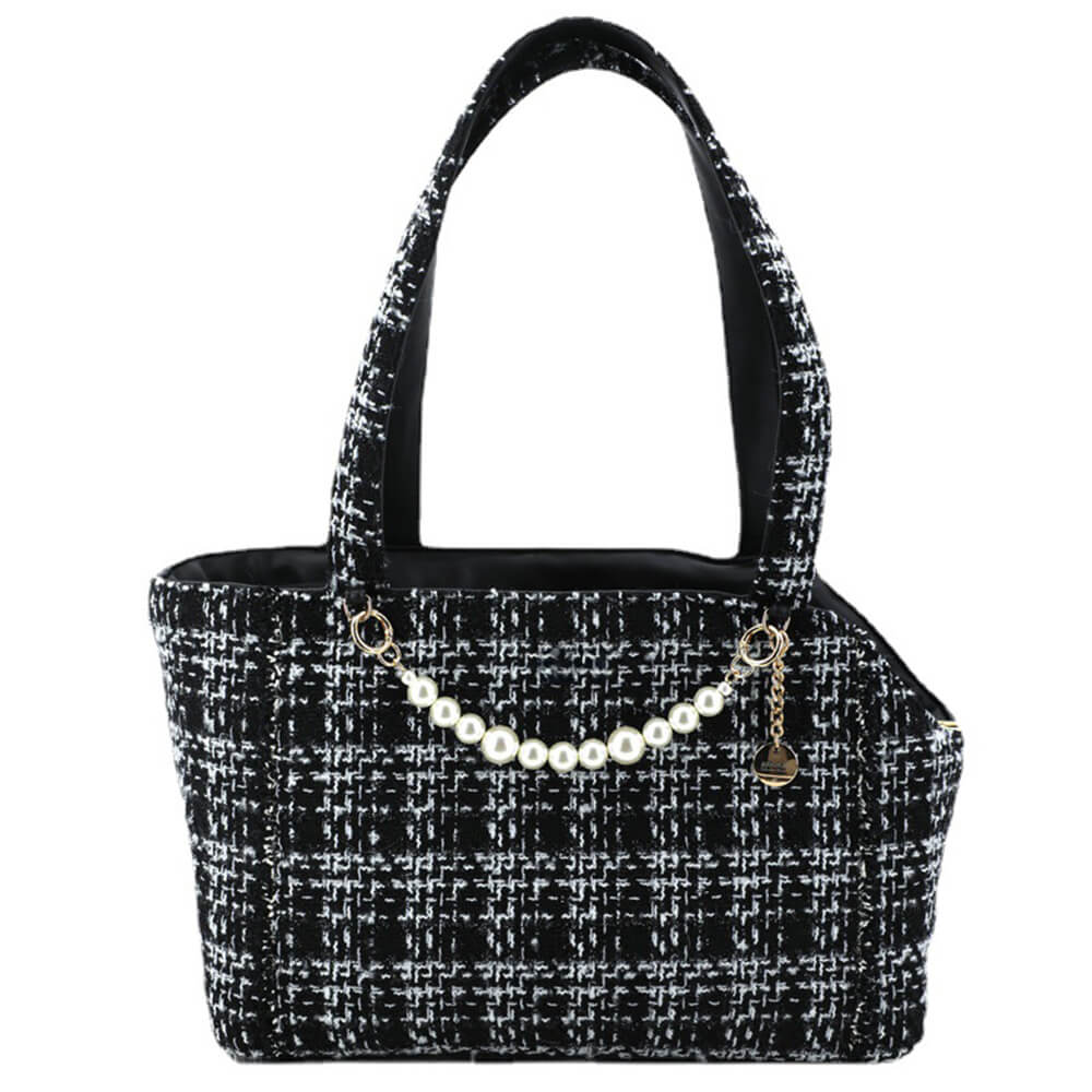 Borsa trasportino leggera in tweed di lusso a scacchi per cani e gatti