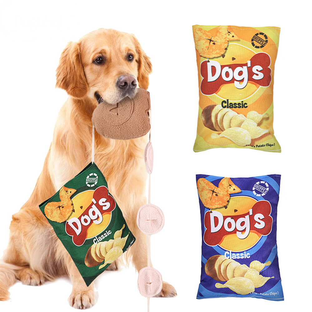 Giocattolo interattivo per cani con croccantini di patate, alimentatore lento e squeaky snuffle