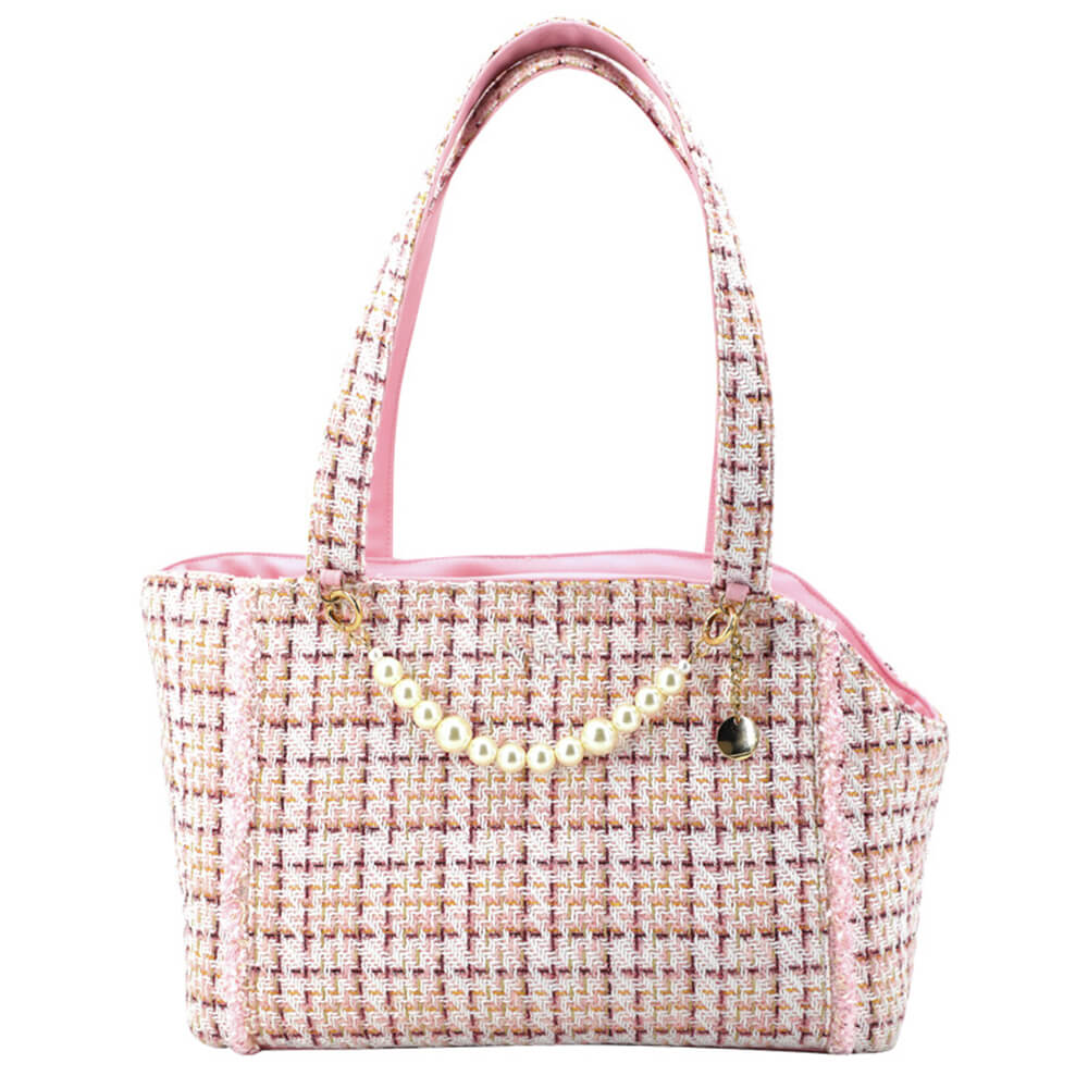 Borsa trasportino leggera in tweed di lusso a scacchi per cani e gatti