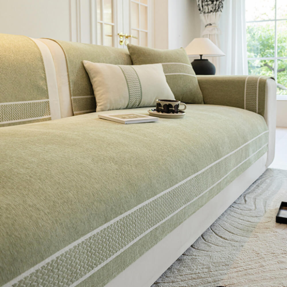 Copertura per divano in chenille jacquard con design a bordo largo resistente ai graffi