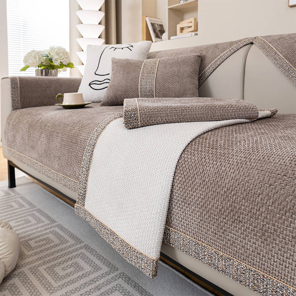 Copridivano Antiscivolo in Chenille Tweed Moderno per Tutte le Stagioni