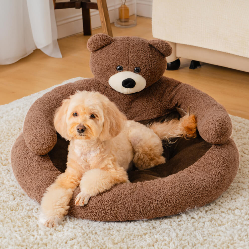 Letto per gatti a forma di orsetto, staccabile e coccoloso.