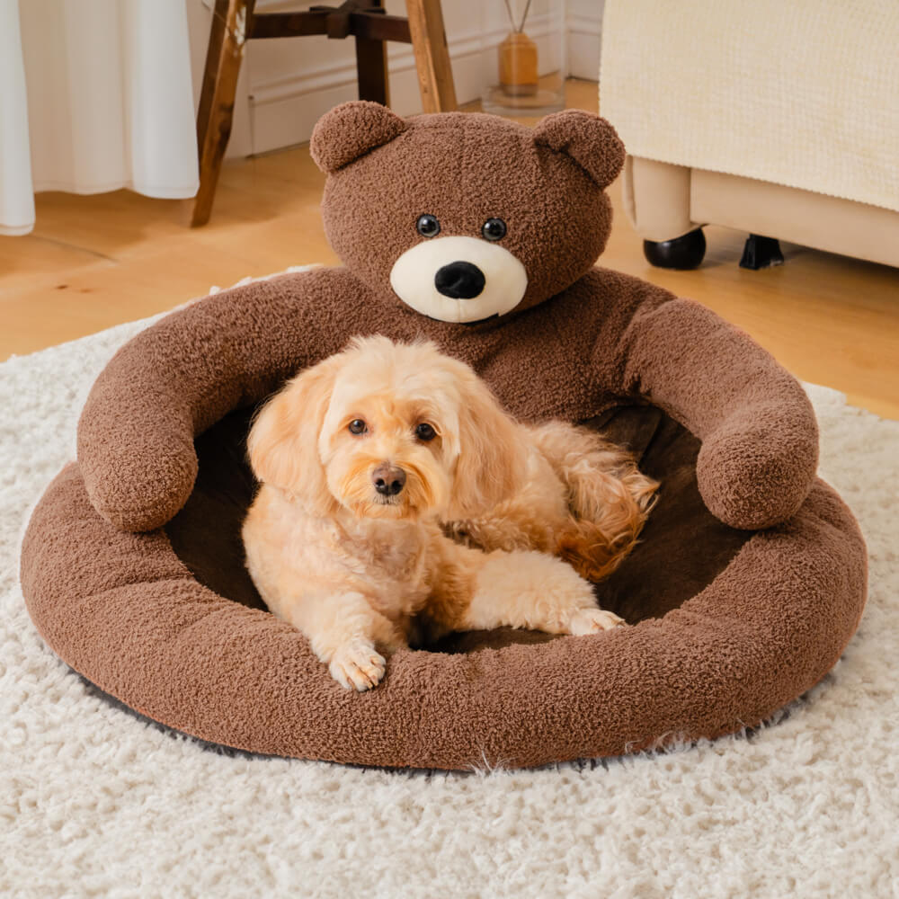 Letto per gatti a forma di orsetto, staccabile e coccoloso.