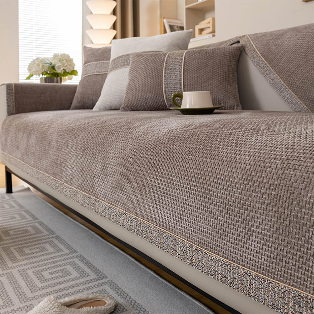 Copridivano Antiscivolo in Chenille Tweed Moderno per Tutte le Stagioni