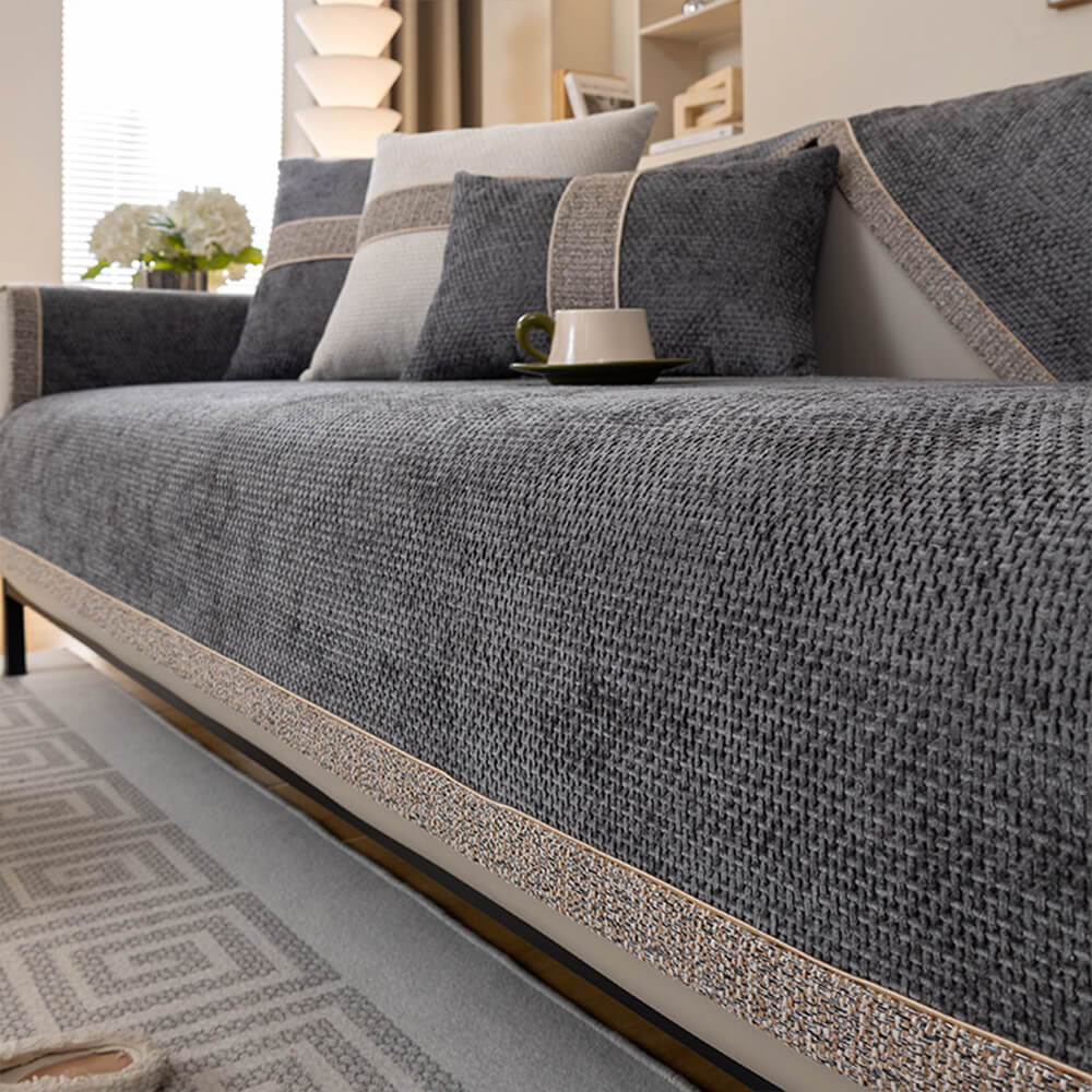 Copridivano Antiscivolo in Chenille Tweed Moderno per Tutte le Stagioni