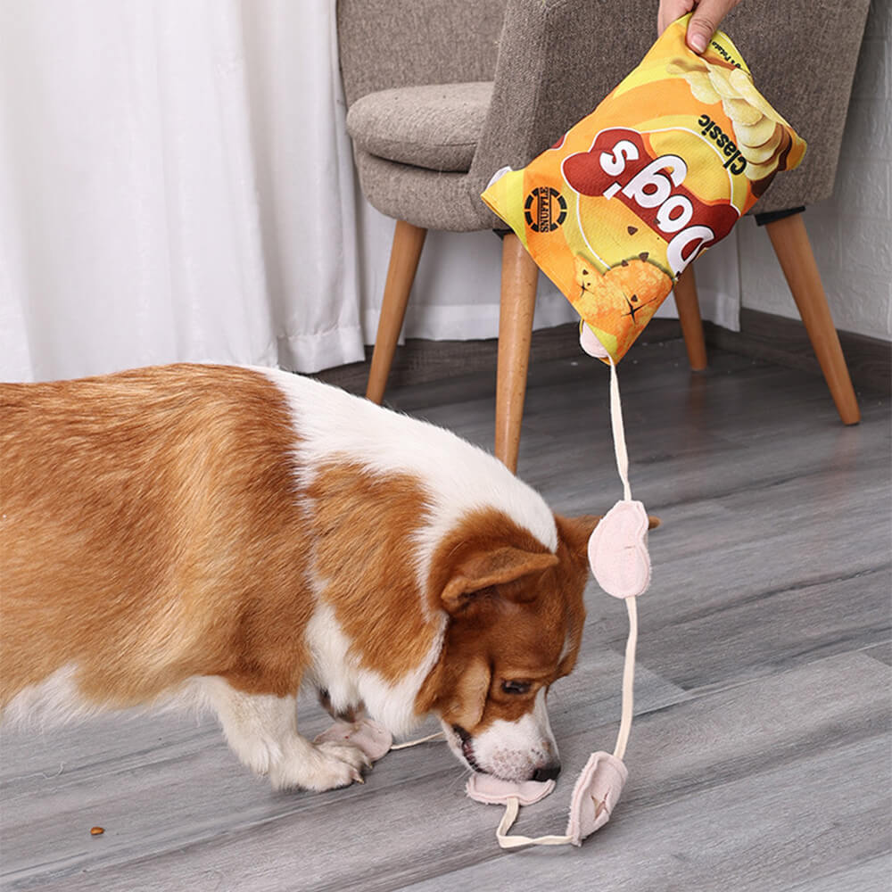 Giocattolo interattivo per cani con croccantini di patate, alimentatore lento e squeaky snuffle