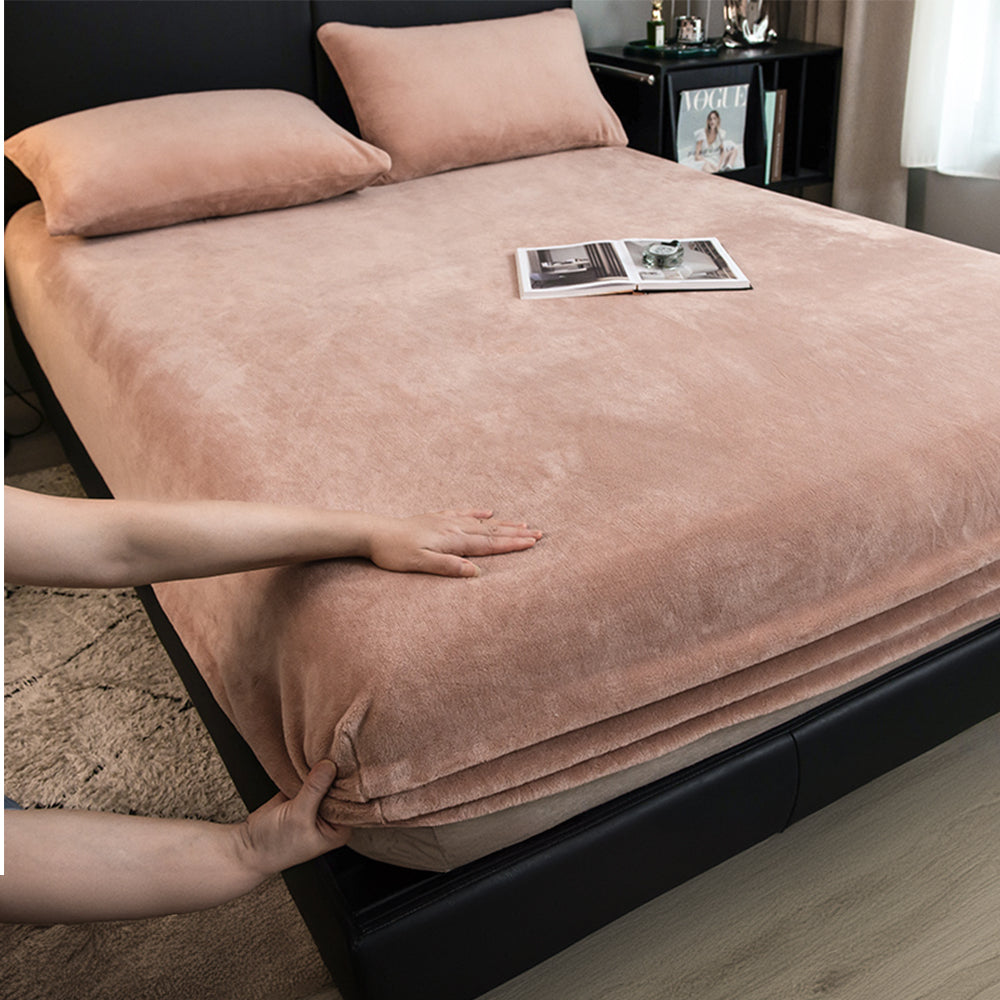 Copertura per materasso in misto cotone di velluto morbido color latte