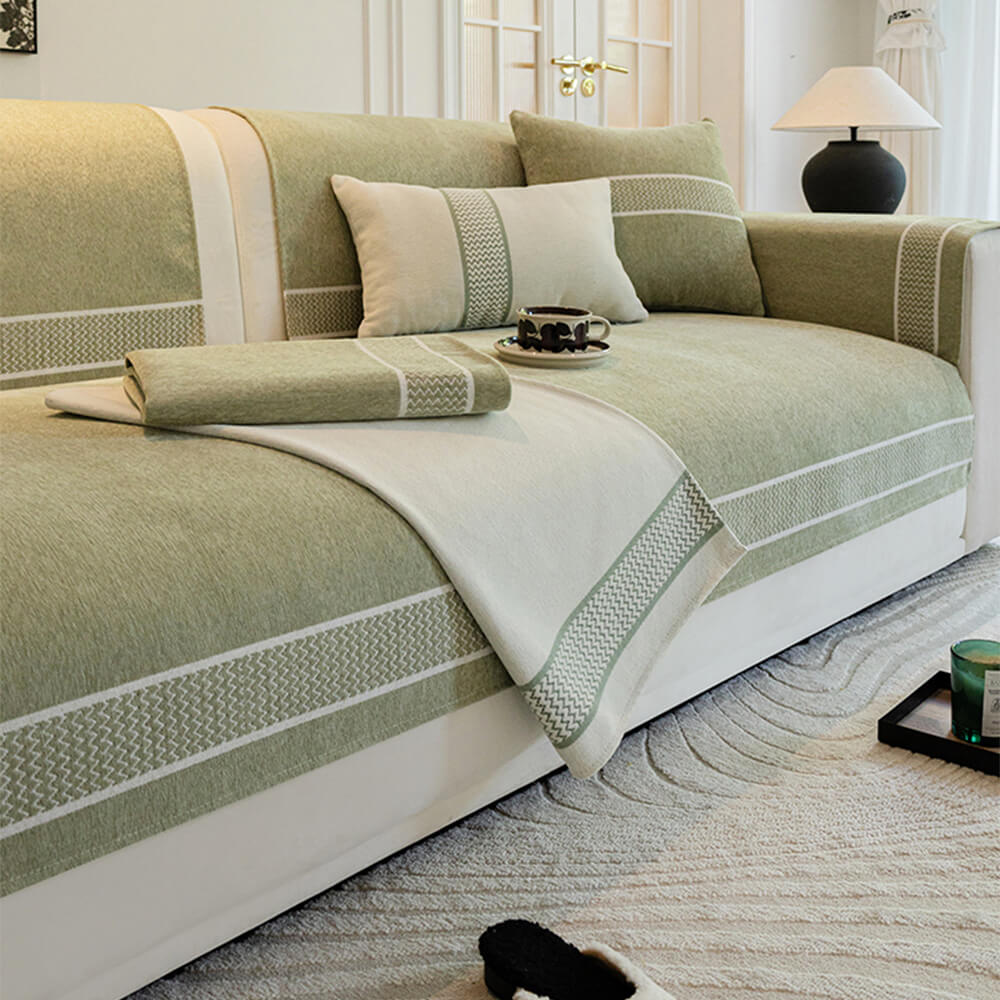 Copertura per divano in chenille jacquard con design a bordo largo resistente ai graffi
