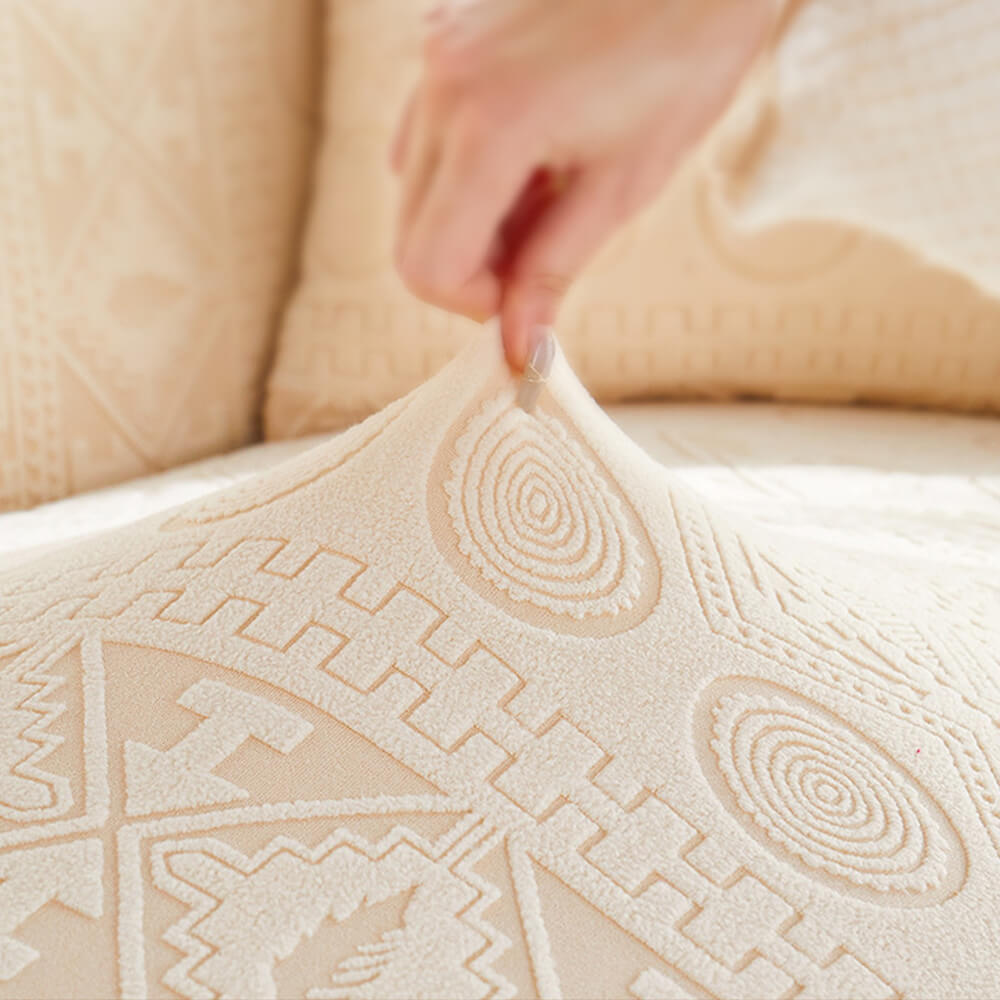 Copertura per divano Bohemien in jacquard elasticizzato, completa e antiscivolo, con fodera per cuscino.