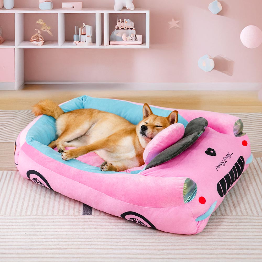 Letto per animali in peluche a forma di auto da corsa convertibile classica - Fast&Fur