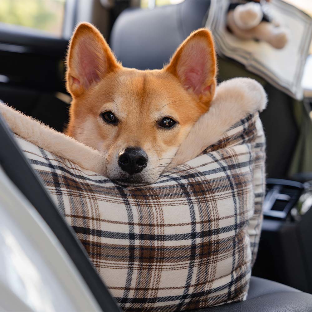 Grande seggiolino auto per cani classico e soffice - Mantieni sicuro