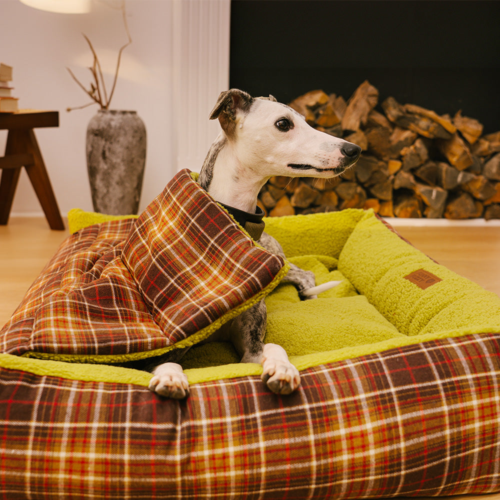 Coperte Piega Vintage Tartano Lavabili di Grande Dimensione per Cani - Avocuddle