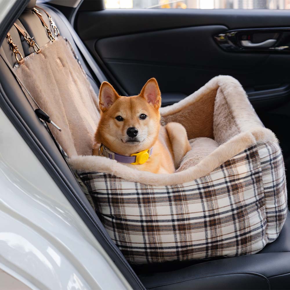 Grande seggiolino auto per cani classico e soffice - Mantieni sicuro