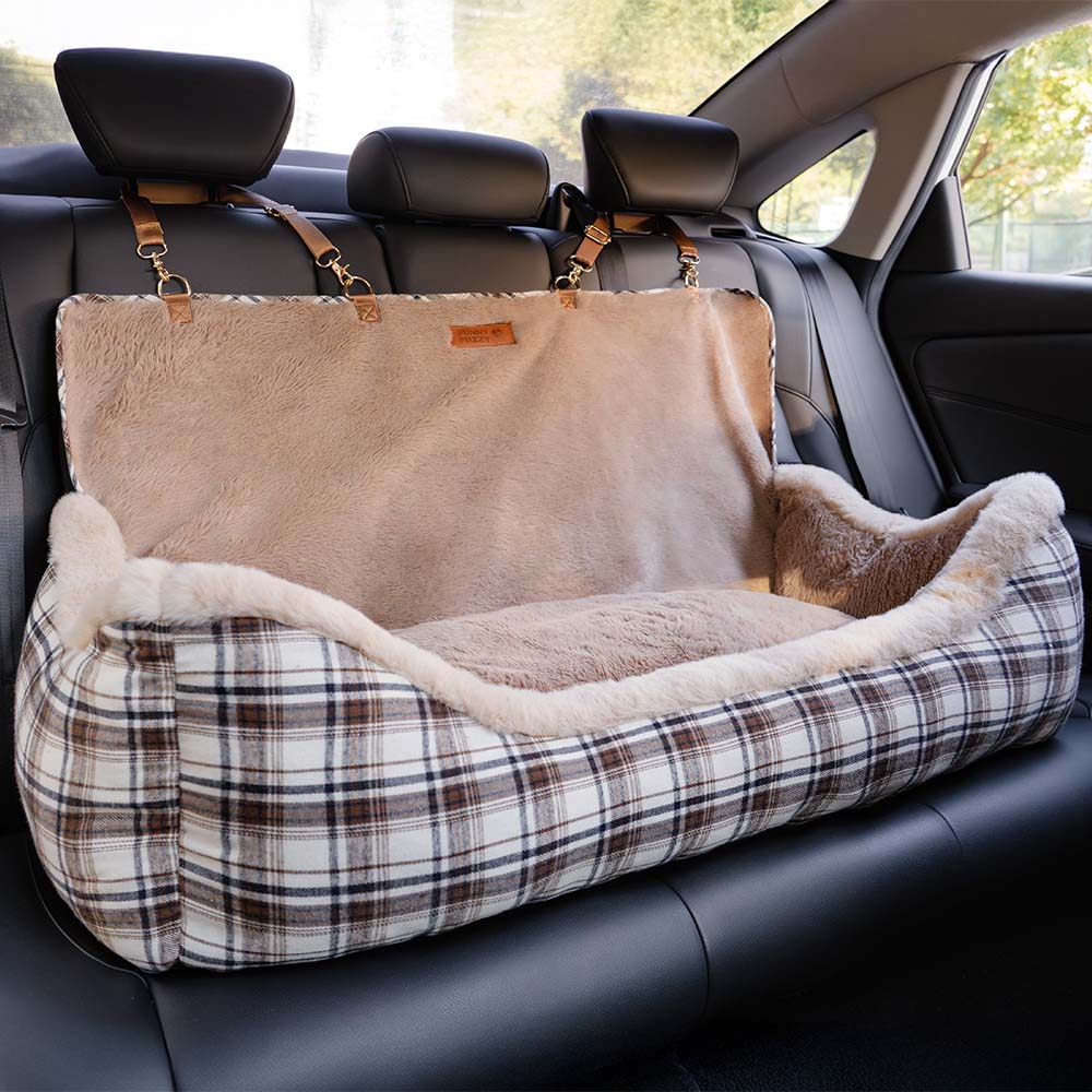 Grande seggiolino auto per cani classico e soffice - Mantieni sicuro