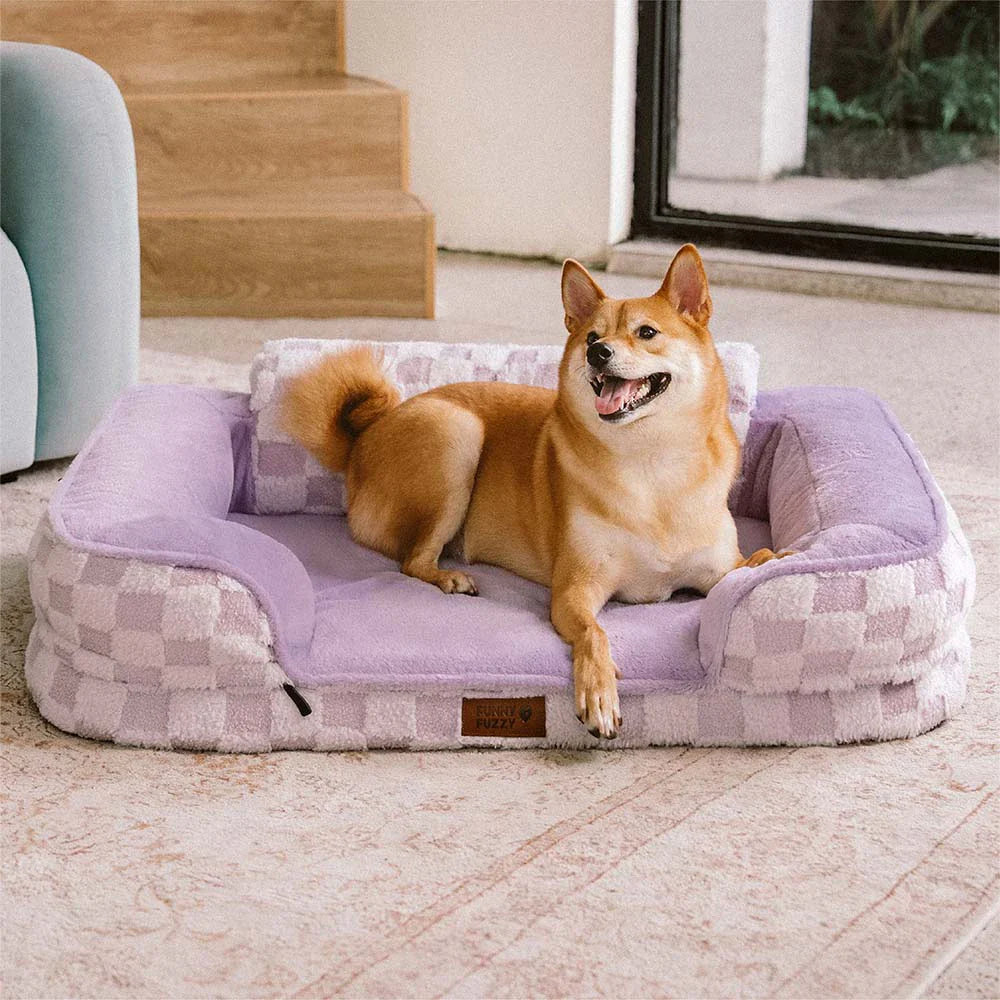 Letto ortopedico per cani con cuscino, a scacchi, fluffy, caldo e lavabile – CloudNooki