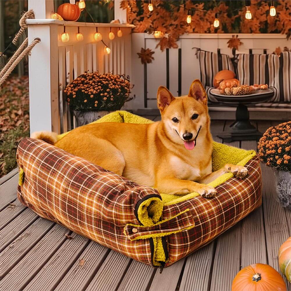 Coperte Piega Vintage Tartano Lavabili di Grande Dimensione per Cani - Avocuddle