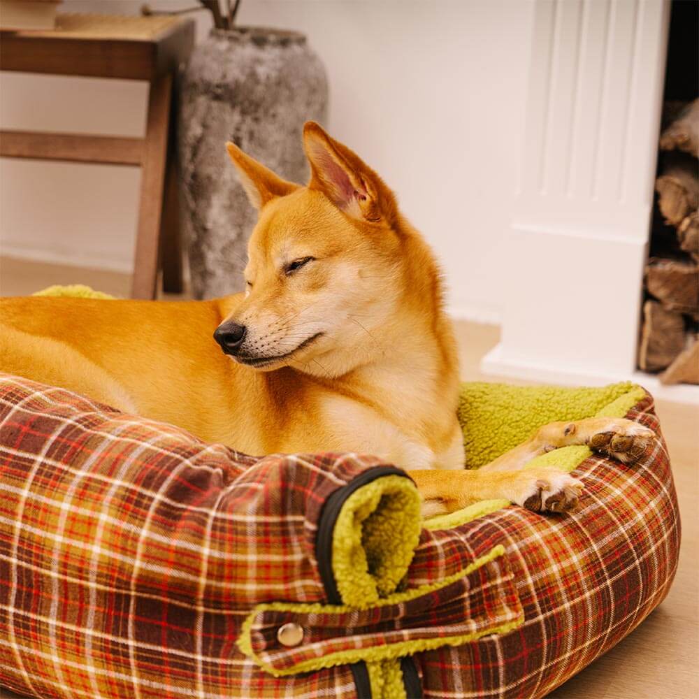 Coperte Piega Vintage Tartano Lavabili di Grande Dimensione per Cani - Avocuddle