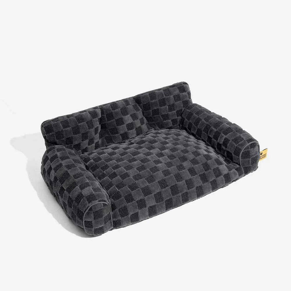 Letto ortopedico rimovibile per cani con cuscino a forma di cuscino, in peluche a quadri - CozyNest