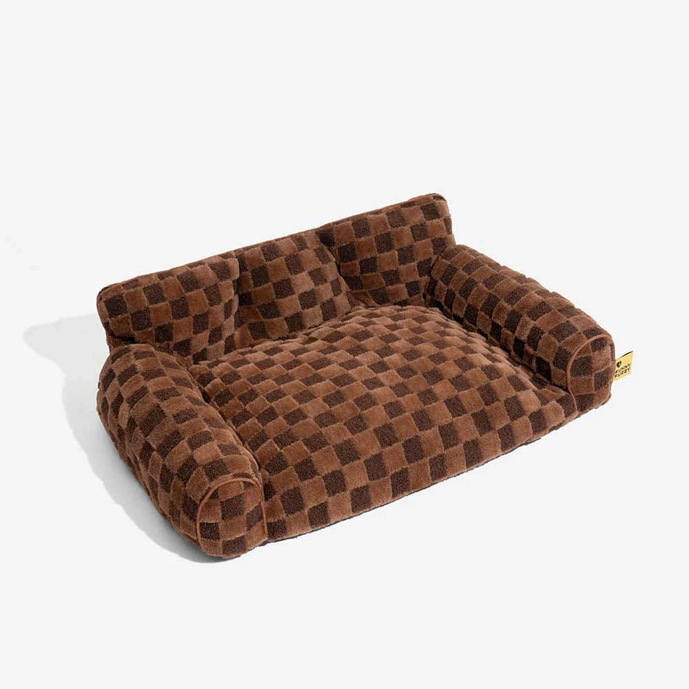 Letto ortopedico rimovibile per cani con cuscino a forma di cuscino, in peluche a quadri - CozyNest