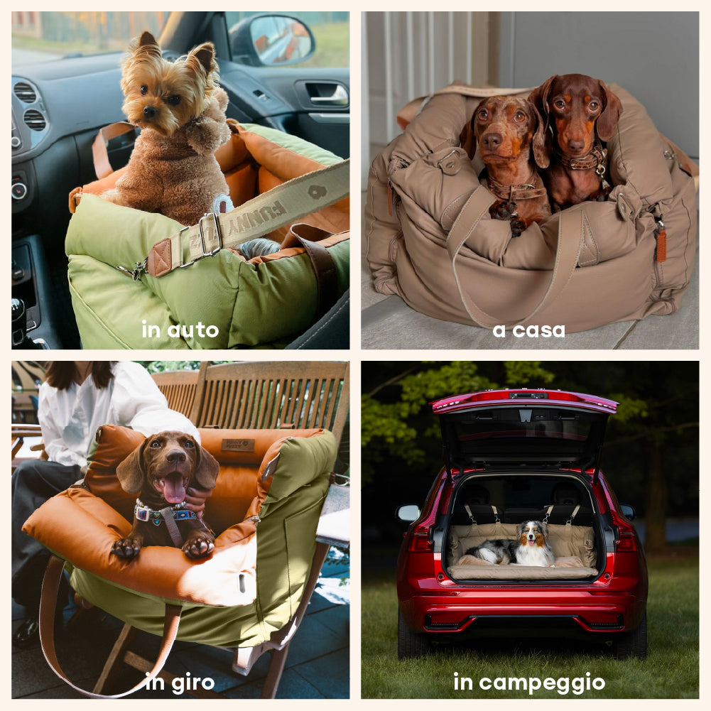 Seggiolino Auto Rialzato Deluxe per Cani in Ecopelle - Urban Voyager