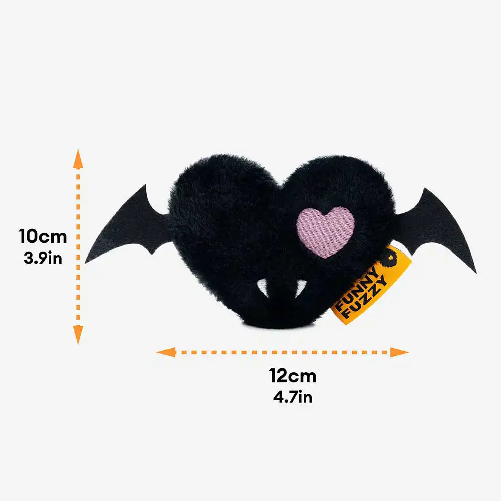 FUNNYFUZZY Giocattolo per Cani di Peluche Squeaky di Halloween - Cuore di Pipistrello