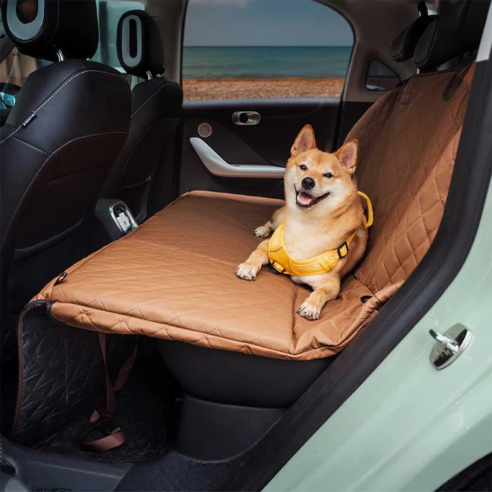 Copertura per sedile da auto per cani in finta pelle premium resistente all'acqua - RideProtector