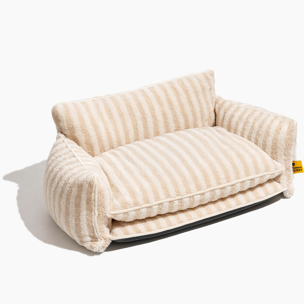 Divano per cani e gatti a doppio strato in faux lambswool a righe alla moda