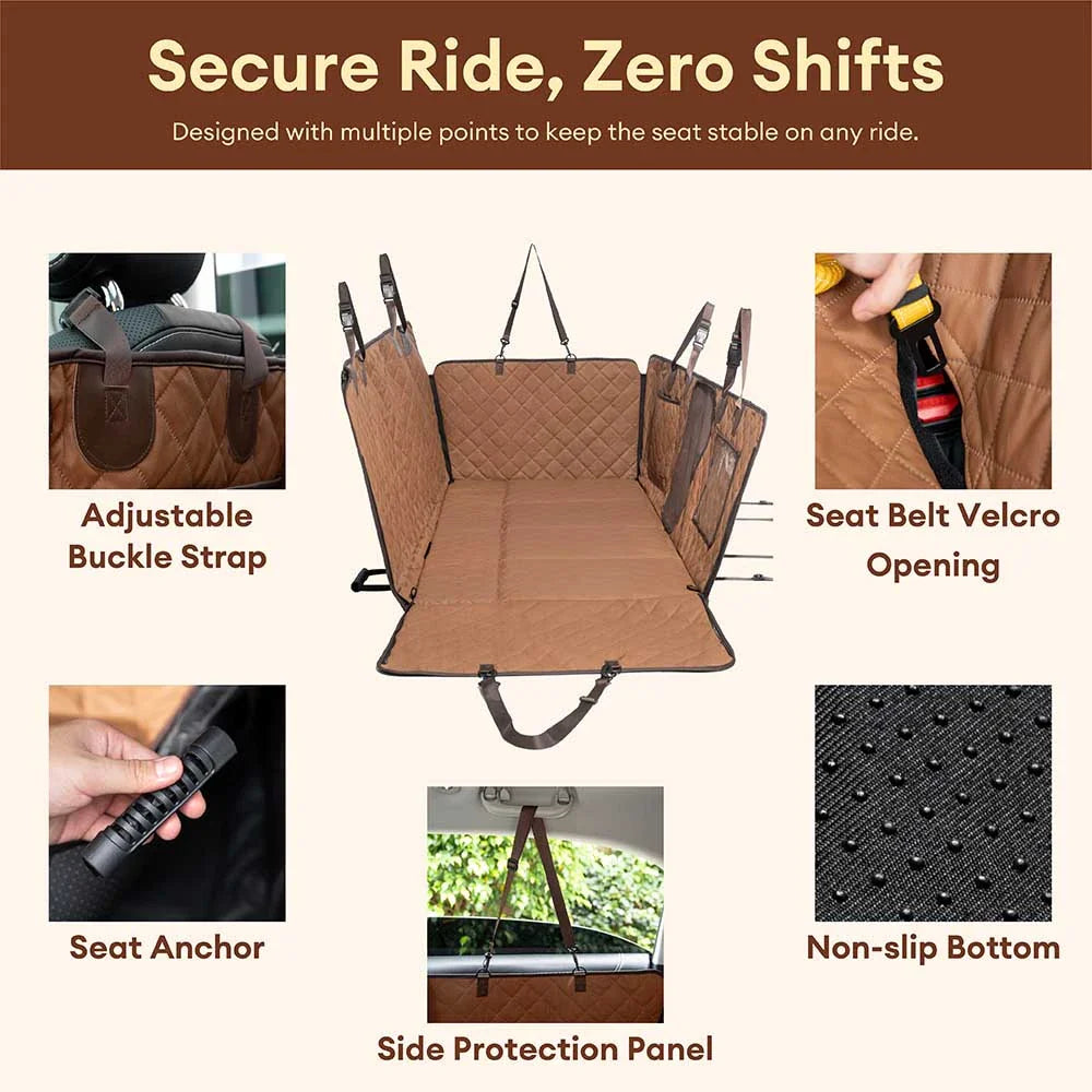 Copertura per sedile da auto per cani in finta pelle premium resistente all'acqua - RideProtector