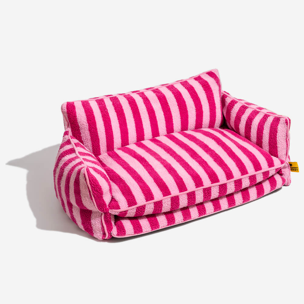 Divano per cani e gatti a doppio strato in faux lambswool a righe alla moda
