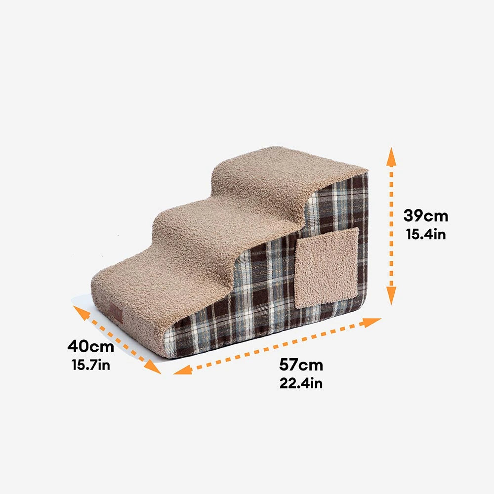 Rampa per animali domestici con scala in spugna ad alta densità, rimovibile e in plaid di peluche - ComfyClimb