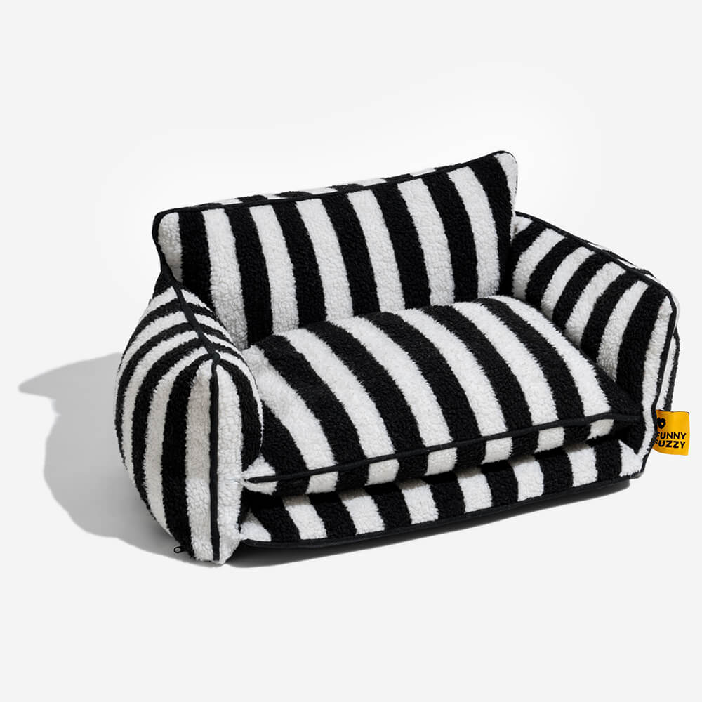Divano per cani e gatti a doppio strato in faux lambswool a righe alla moda