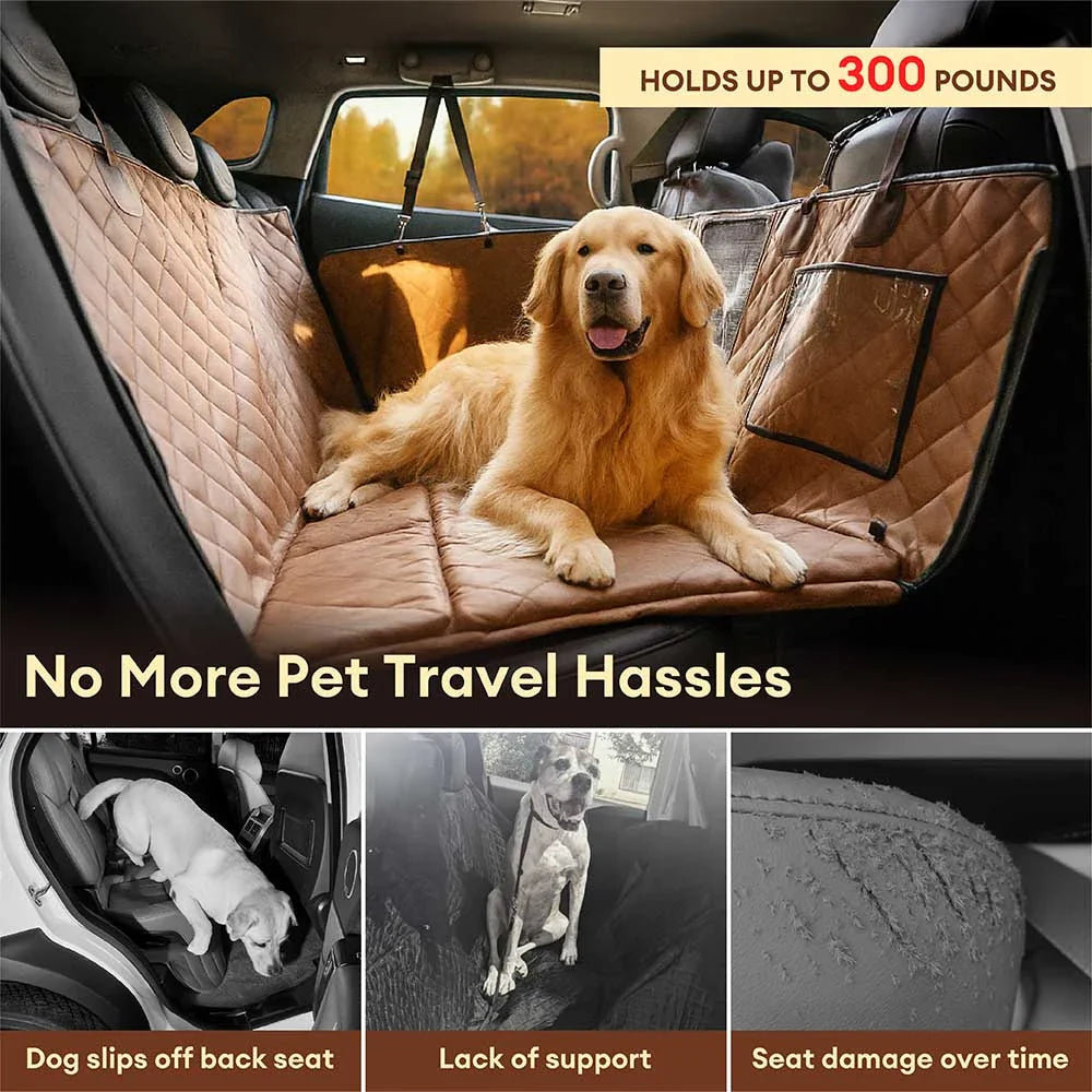 Copertura per sedile da auto per cani in finta pelle premium resistente all'acqua - RideProtector