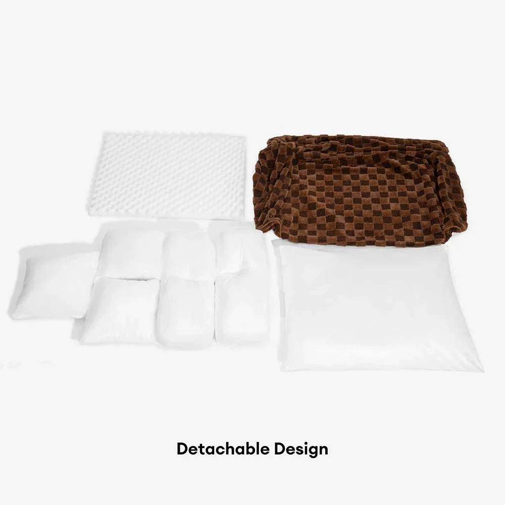 Letto ortopedico rimovibile per cani con cuscino a forma di cuscino, in peluche a quadri - CozyNest