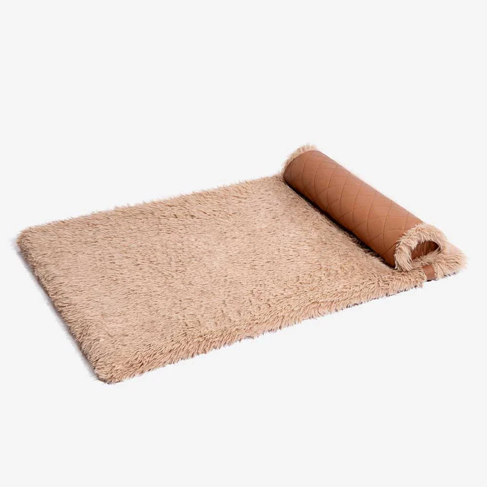 Tappetino per cani in similpelle bifaccia e caldo in peluche, con spugna removibile e cuscino