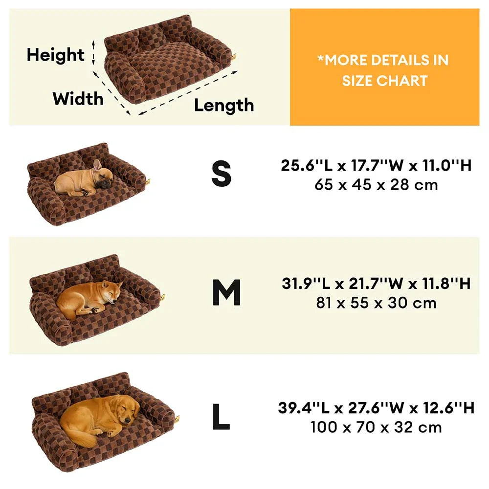 Letto ortopedico rimovibile per cani con cuscino a forma di cuscino, in peluche a quadri - CozyNest