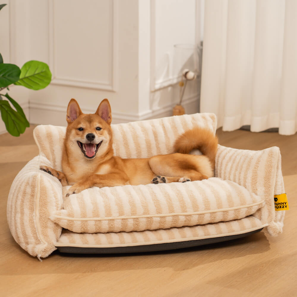 Divano per cani e gatti a doppio strato in faux lambswool a righe alla moda