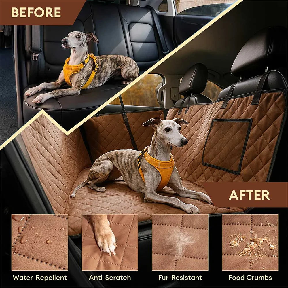 Copertura per sedile da auto per cani in finta pelle premium resistente all'acqua - RideProtector