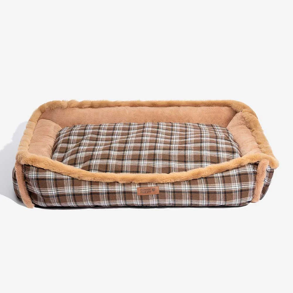 Cuscino per cani vintage a quadretti, lavabile e soffice – TuckNap