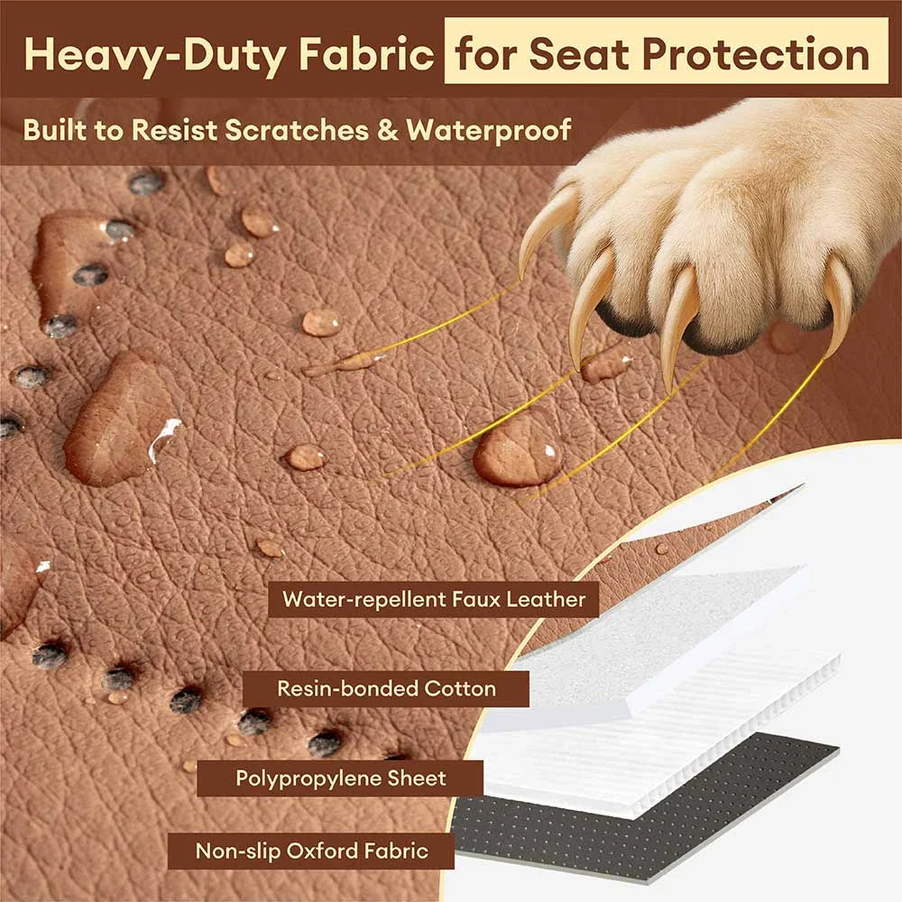 Copertura per sedile da auto per cani in finta pelle premium resistente all'acqua - RideProtector