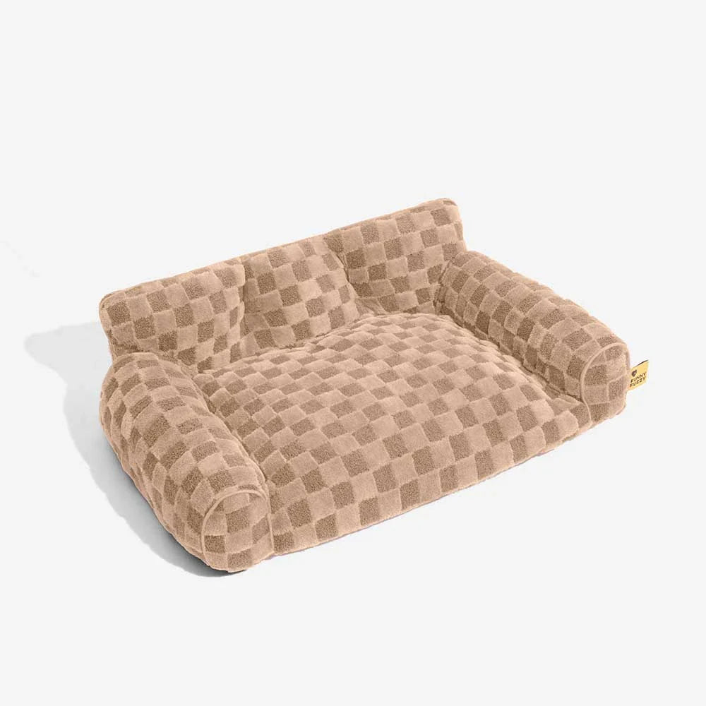 Letto ortopedico rimovibile per cani con cuscino a forma di cuscino, in peluche a quadri - CozyNest