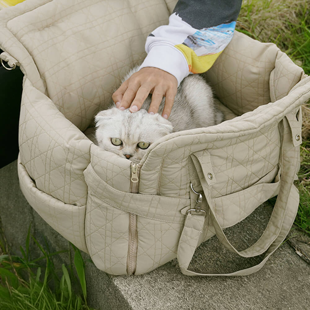 Borsa per animali domestici portatile multiuso con seggiolino auto per cani e letto